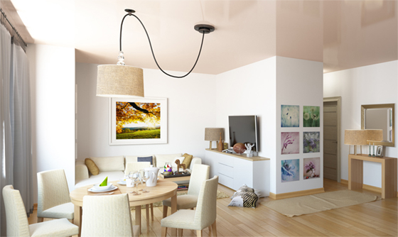 Визуализация интерьера в двух вариантах отделки.