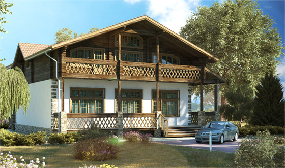 3d визуализация дома в стиле шале